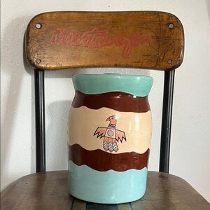 Hand painted ceramic Native American cookie treat jar